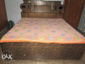 Solid wooden queen sized bed With Mattress