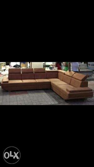 Stylsh brown leather sofa set