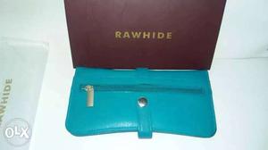 Teal Rawhide Leather Wallet With Box