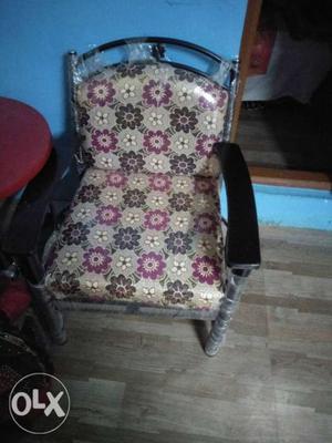 White And Pink Floral Padded Armchair