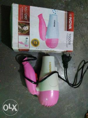 White And Pink Nova W Hair Blower With Box