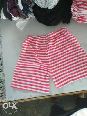 White And Red Striped Shorts