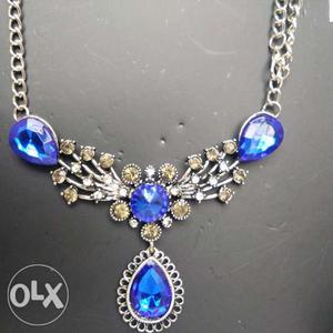 White Metal neckles with Royal Blue colour stones
