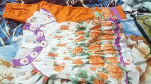 Women's White And Orange Floral Traditional Dress Fixe price