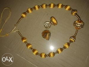 Yellow And Silver Beaded Necklace