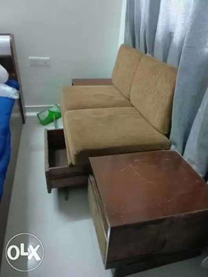 2 seater sofa with storage + 2 side tables + 1 TV