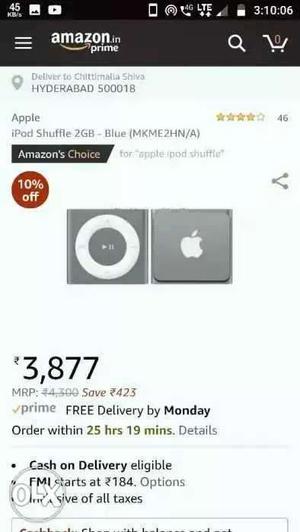 Apple Ipod 2gb Shuffle Silver without cable buy