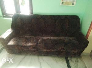 Black And Gray Floral Fabric 3-seat Sofa