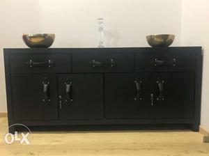 Black Leather Storage Cabinet