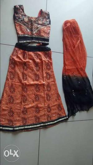 Black and orange Chaniya choli for 4 to 6 years