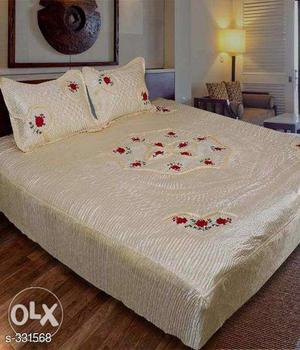 Double bed satin bedsheets and pillows