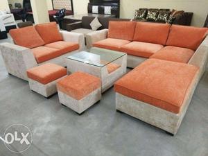 Orange branded sofa available