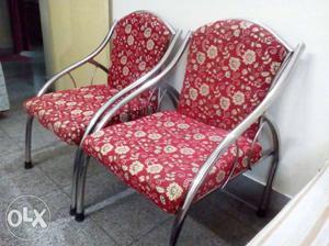 Red And White Floral Padded Armchair