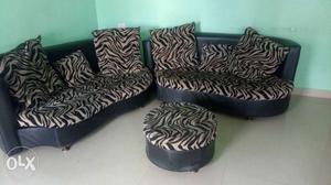 Two Black-and-white Zebra Print Sofa Chairs
