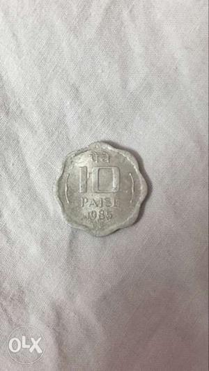An old Indian Currency 10 paise coin from