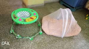 Baby walker and baby bed with mousquto net in