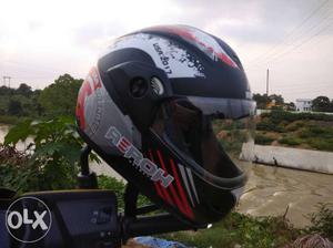 Black, Gray, And Red Aeroh Full-face Helmet