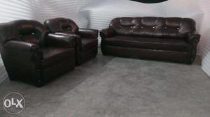 Brand New 5 Seater Sofa Set (3+1+1) in Brown Leatherette