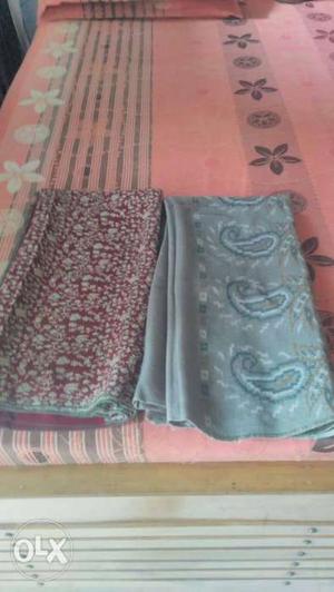Gray And Maroon Floral Textiles