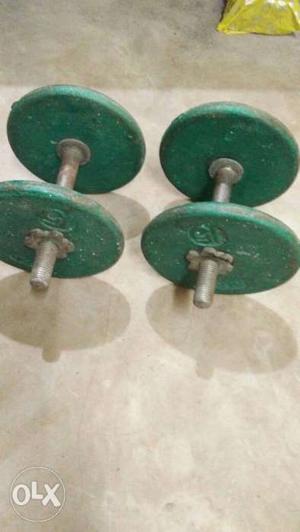 Green-and-gray Adjustable Dumbbells