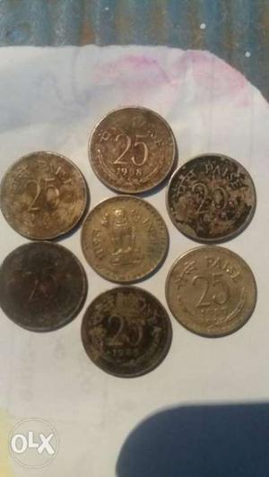 Indian old 25 paisa coins