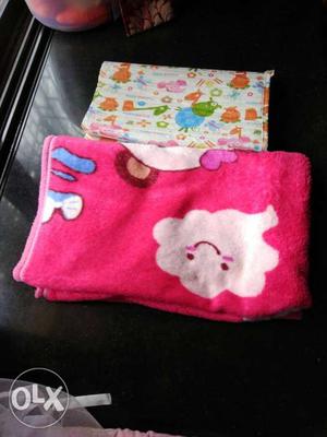 Pink baby blanket & baby mat.