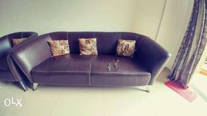 Purple Leather 3-seat Sofa