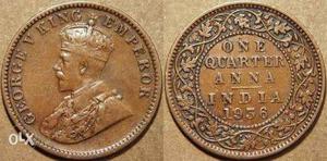 Round Copper-colored 1 Quarter Indian Anna Coin price