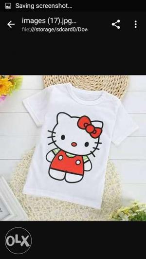 White And Red Hello Kitty-printed Crew-neck Shirt Screenshot