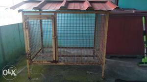 White And Red Metal Mesh Pet Cage