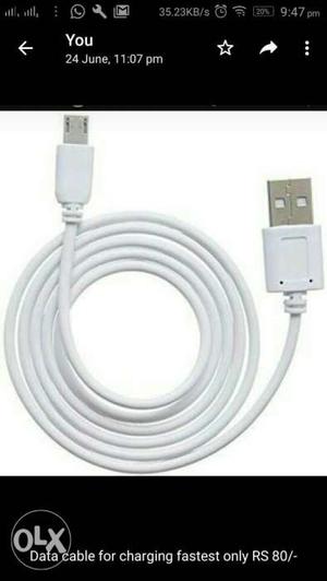 White USB To Micro-USB Data Cable Screenshot