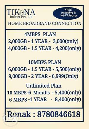 BSNL TIKONA Home broadband internet connection