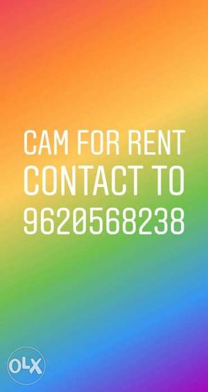 Cam For Rent Text On Rainbow Background