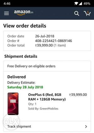 Oneplus 6 1month old 128gb red colour