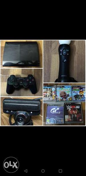 PS3 with 2 Controllers, web cam and 5 games (like