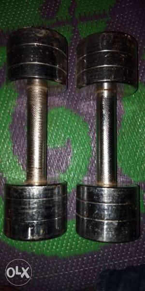Two Grey Fixed Weight Dumbbells