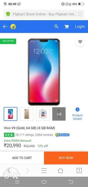 Vivo v9 64 gb 3 month old complete box and bill