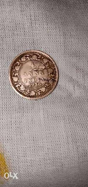 1/12 annas,of George Vs king empirer. old coin in 