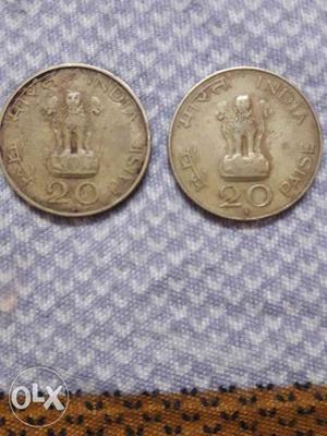 1st gandhi face 2 twenty paisa coins