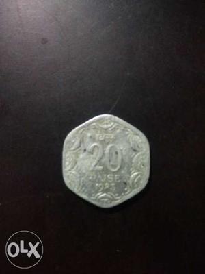A 20 paisa old coin, Interested person do contact,