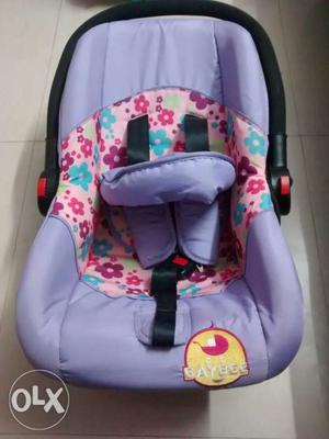 Baby's Purple And Pink Floral Car Seat Carrier