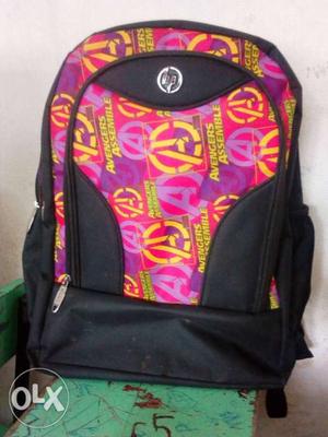 Black, Pink, And Yellow Avengers-themed Backpack