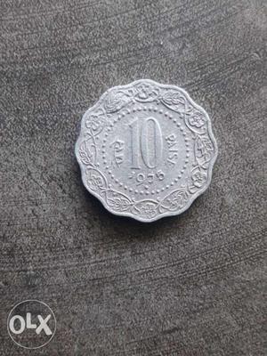 Floral  Silver-colored 10 Coin