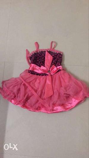 Girl's Pink And Black Tutu Dress