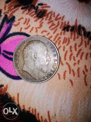 Indian old coin silver one rupee 