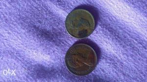 One England penny and quarter indian Anna