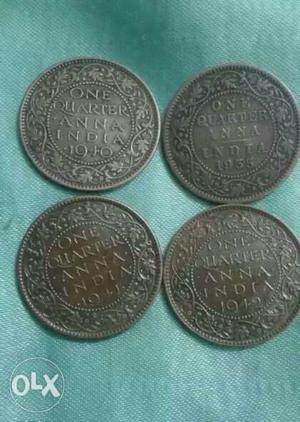 One Quarter Anna coins British India George V And