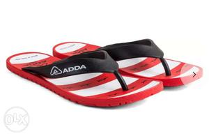 Pair Of Red-and-white Striped Adda Flip Flops Screenshot