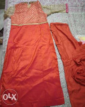 Used silk suit with pant and dupatta.