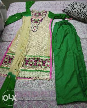 Used suit with plazo and dupatta.